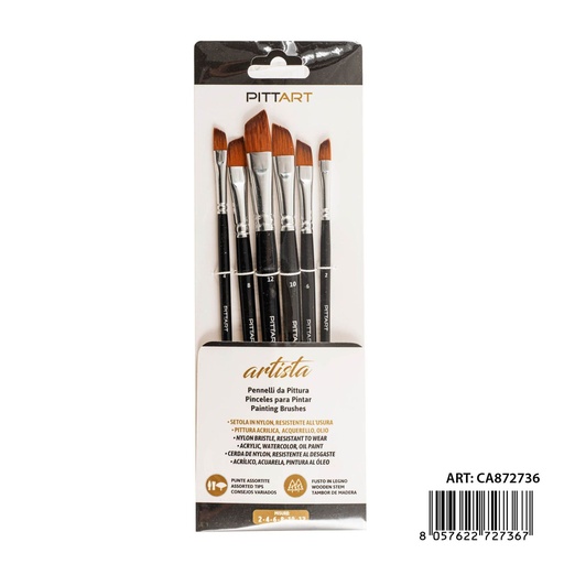 [0239933] Set de pinceles de artista 6 piezas N.2-4-6-8-10-12 - Utensilios de pintura