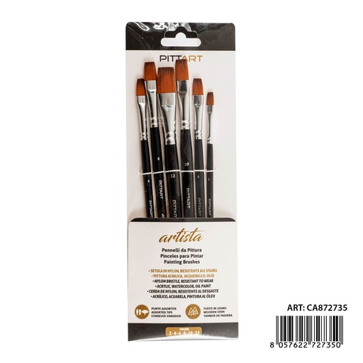 [0239932] Set de pinceles de artista 6 piezas N.2-4-6-8-10-12 - Utensilios de pintura