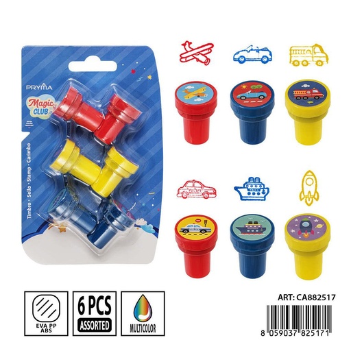 [0232311] Sello redondo 6 piezas 2.6x3.5 cm - Accesorios de arte