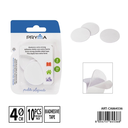 [0238203] Adhesivo doble cara extra fuerte 4cm (10 piezas) - Artículos de pegado y manualidades