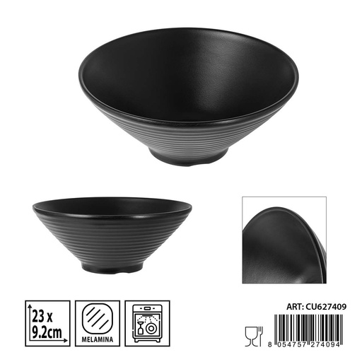 [0236347] Cuenco de melamina negro 23x23x9.2 cm 450g - Accesorios de cocina y menaje