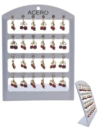 [33637164227] Pendientes de Acero Cereza 12 piezas ED-076 - Joyería