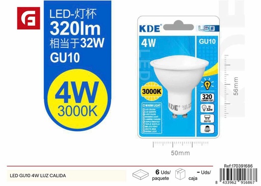 [170391686] Foco LED GU10 4W luz cálida - Iluminación y bombillas LED
