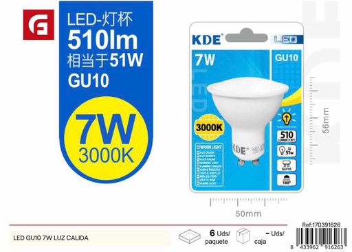 [170391626] Proyector LED GU10 7W luz cálida - Iluminación y bombillas LED