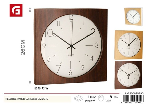 [200925990] Reloj de pared Carlo 26 cm - Decoración del hogar y relojes