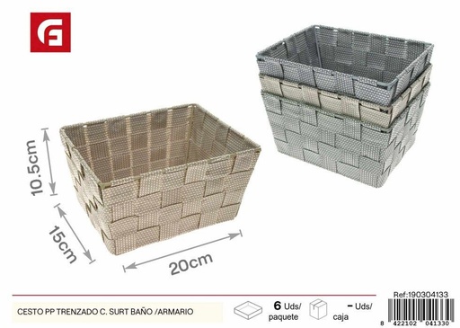 [190304133] Cesto de PP trenzado para baño/armario - Artículos de decoración y organizadores