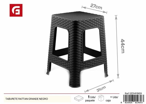 [120141969] Taburete de plástico grande negro - Plásticos para el hogar, asientos