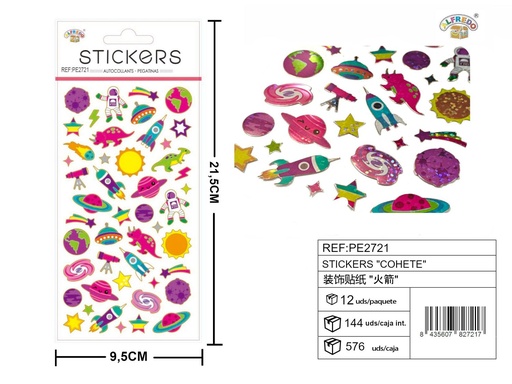 [PE2721] Stickers "Cohete" 9.5x21.5 cm - Accesorios y manualidades