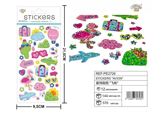 [PE2726] Stickers "Avión" 9.5x21.5 cm - Accesorios y manualidades
