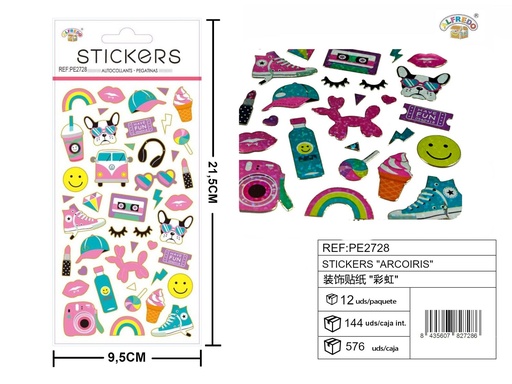 [PE2728] Stickers "Arcoiris" 9.5x21.5 cm - Accesorios y manualidades