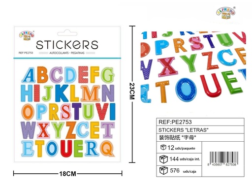 [PE2753] Stickers "Letras" 18x23 cm - Accesorios y manualidades
