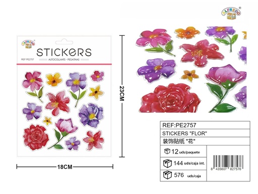 [PE2757] Stickers "Flor" 18x23 cm - Accesorios y manualidades