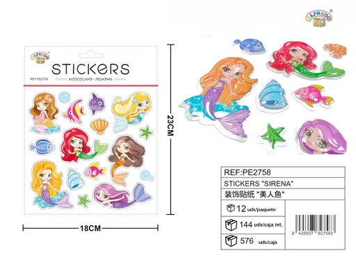 [PE2758] Stickers "Sirena" 18x23 cm - Accesorios y manualidades
