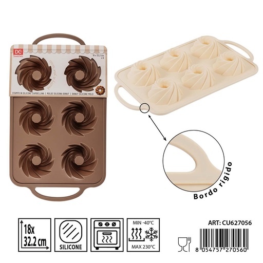 [0233930] Molde de silicona para donuts 6 piezas 18x32.2 cm - Utensilios de repostería