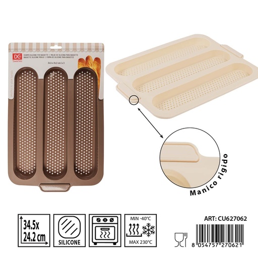 [0233936] Molde de silicona para baguette 34.5x24.2 cm - Utensilios de repostería