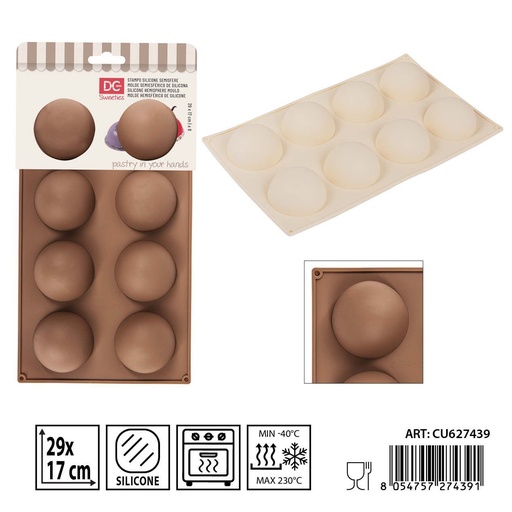 [0237711] Molde de silicona semiesférico 29x17x3 cm - Utensilios de repostería y moldes para hornear