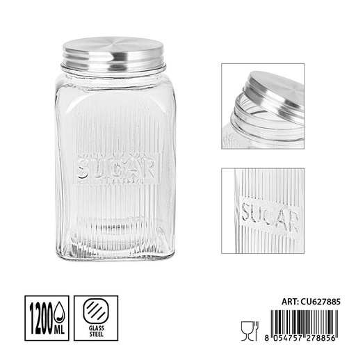 [0236190] Tarro de cristal 1.2L 10x10x18 cm - Almacenamiento y recipientes de vidrio