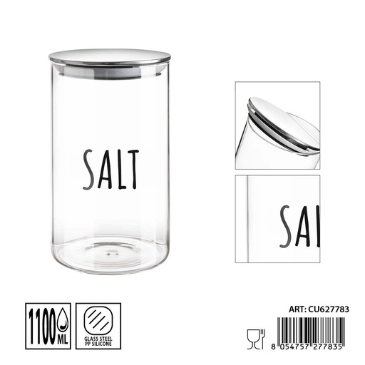 [0236272] Tarro de cristal con tapa 1.1 L 10x17.5 cm - Contenedores de almacenamiento de alimentos