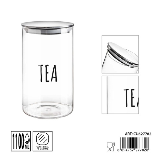 [0236271] Tarros de vidrio con tapa 1.1L 10x17,5 cm - Almacenamiento de té y frascos