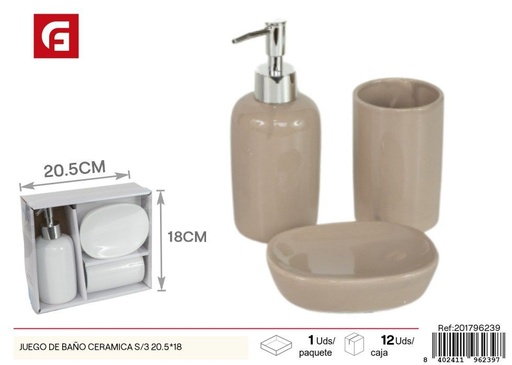 [201796239] Juego de baño cerámica S/3 20.5*18 - Accesorios de baño decorativos