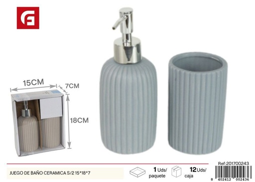 [201700243] Set de baño de cerámica de 2 piezas 15x18x7 cm - Decoración para baño