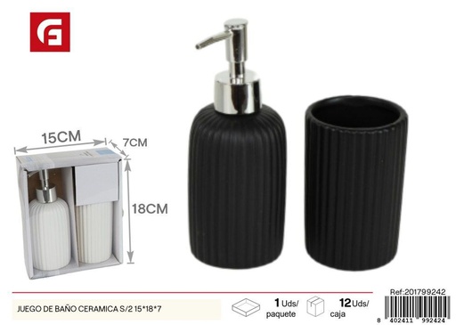 [201799242] Set de baño de cerámica de 2 piezas 15x18x7 cm - Decoración para baño