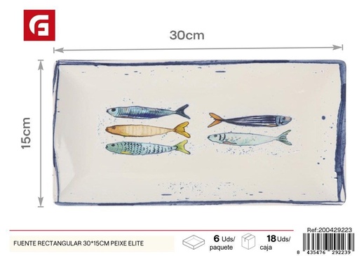 [A003195] Fuente rectangular 30x15 cm Peixe Elite - Vajilla y decoración