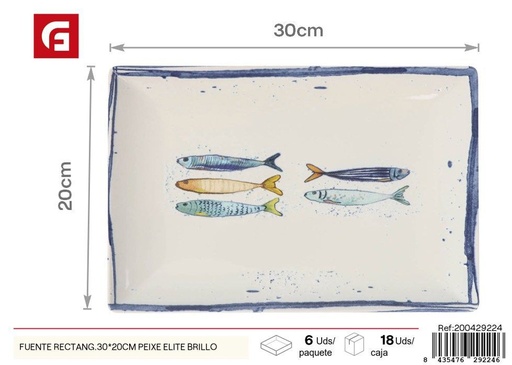 [A003193] Fuente rectangular 30x20 cm Peixe Elite Brillo - Vajilla y decoración