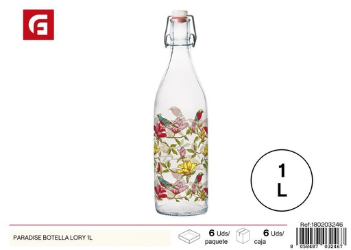 [180203246] Botella de vidrio Lory 1L - Envases y botellas