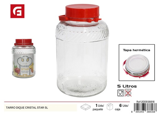 [200938816] Tarro Dique Cristal Star 5L - Contenedor de almacenamiento