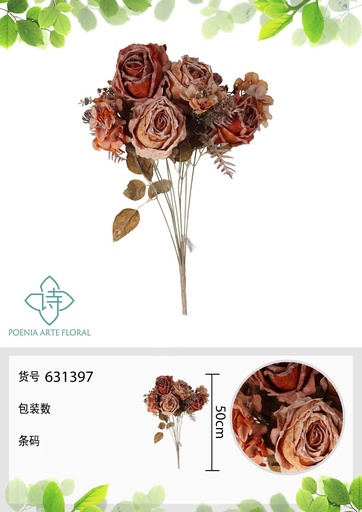 [631397MORADO] Ramo de rosa grande 50 cm - Flores decorativas
