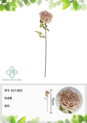 [631405CHAMPAGNE] Ramo decorativo de flores enrolladas 70 cm - Varas decorativas