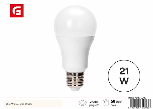 [171031293] Bombilla LED A60 E27 21W 6500K - Iluminación LED
