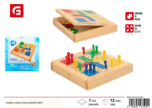 [161647592] Juego de viaje madera 2 en 1 - Juegos de mesa