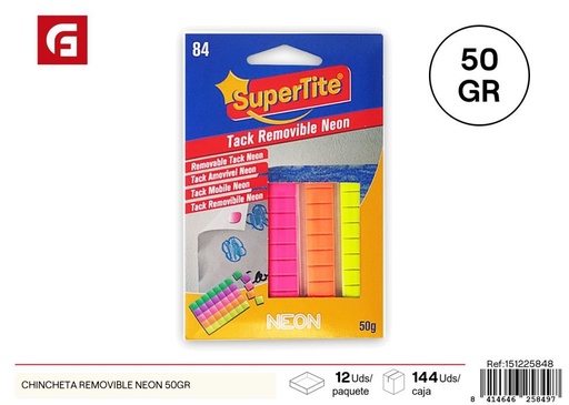 [151225848] Chincheta removible neon 50 gr - Material de oficina