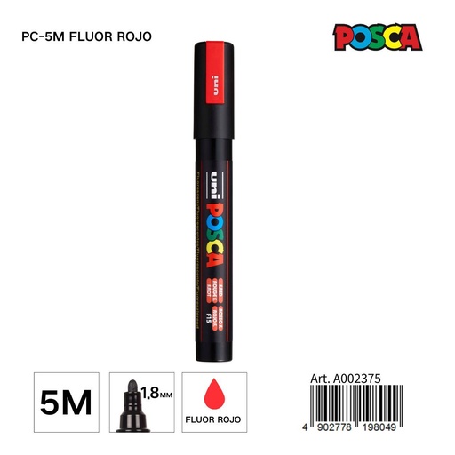 [A002375] Marcador POSCA 1.8mm fluor rojo - Papelería y artículos de escritura