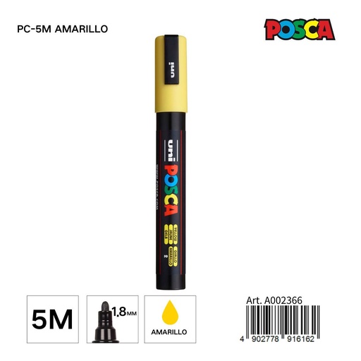 [A002366] Marcador POSCA amarillo 1.8MM - Artículos de papelería y manualidades