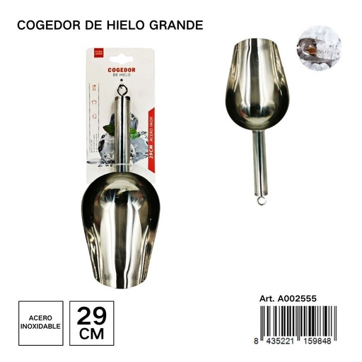 [A002555] Cogedor de hielo grande de acero inoxidable de 11 pulgadas - Accesorios de cocina