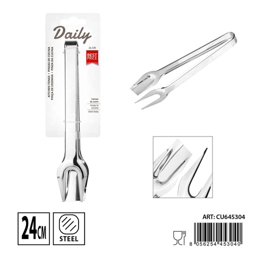 [0239139] Pinza de cocina multfunción de acero inoxidable 24x4.4cm - Utensilios de cocina