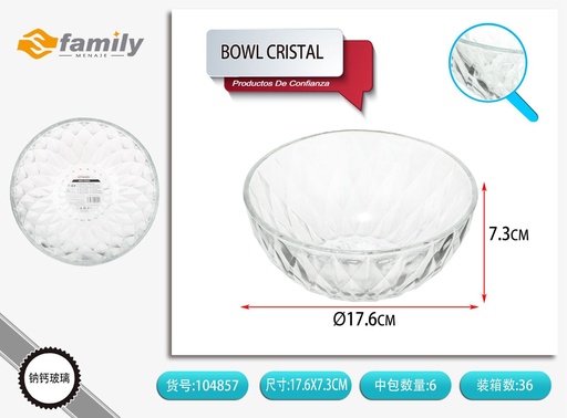 [104857] Cuenco de cristal con diseño de diamante FS-7B de 7 pulgadas - Platos y bandejas de vidrio