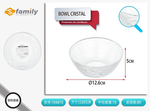 [104870] Cuenco de cristal MG-5B de 5 pulgadas con diseño de rosa - Platos y bandejas de vidrio