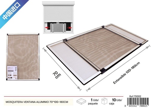 [70002] Mosquitera de ventana de aluminio plata 70 x 100-180 cm - Productos de verano y mosquiteros