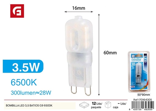 [170164305] Bombilla LED 3.5W 6500K G9 - Iluminación