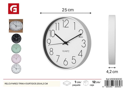 [200936930] Reloj de pared assortiment 25x4.2 cm - Decoración para el hogar y relojes