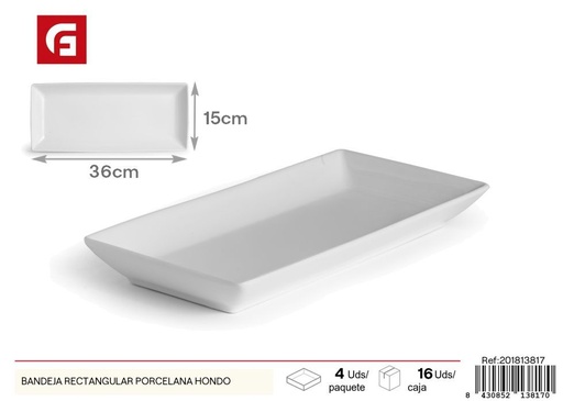 [201813817] Bandeja rectangular honda de cerámica - Vajilla y decoración