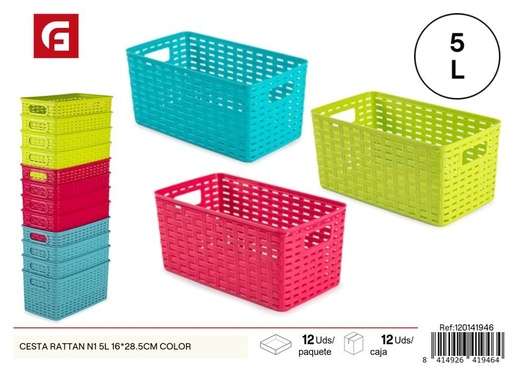 [120141946] Cesta rattan N1 5L 16*28.5 cm - Almacenaje y decoración