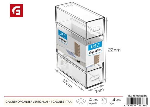 [120929738] Organizador vertical A6 con 4 cajones - Accesorios de maquillaje