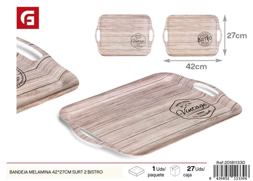 [201811330] Bandeja de melamina 42x27 cm surtida 2 Bistro - Accesorios para mesa y cocina