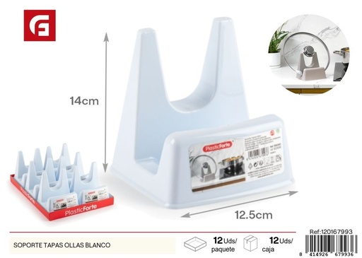 [120167993] Soporte para tapas de ollas de plástico blanco - Organizador de utensilios de cocina