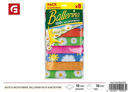 [104350023] Ballena de microfibra con patrón floral - Paquete de 8 bayetas de cocina